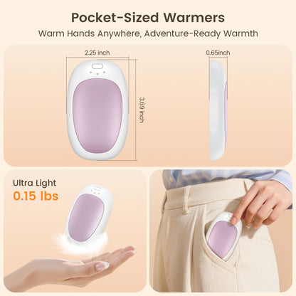 infray Hand Warmers Rechargeable, 2 Pack Electric Hand Warmer Reusable USB Pocket Warmer, 3 Settings Heated Portable AI Handwarmer Great Gifts for Christmas, Outdoor, Golf, Hunting