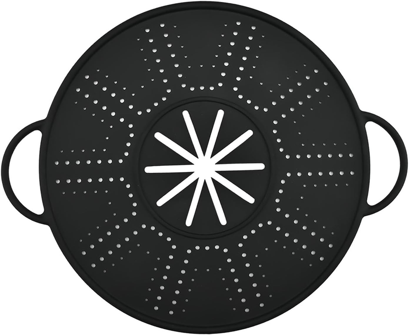 Silicone Spill Stopper Lid, 10.94 in Double Handle Splatter Screen for Boil-Over and Oil Splatter, Black
