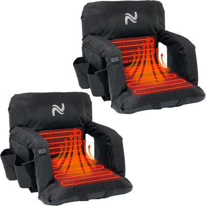 25in 5.12" Extra Thick&Wide Heated Stadium Seat for Bleachers | Sofa Style Design Thick Bleacher Chair With Back and Comfy Cushion, 6 Reclining Positions, 3 Heat Levels (NO Battery)