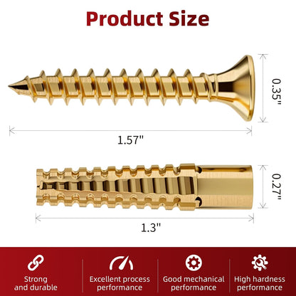 50 PCS Expansion Anchors with Screws for Door Hinge Repair, Hinge Repairs Screw Set, Compatible with Drywall, Concrete, Plaster & Wood Surfaces