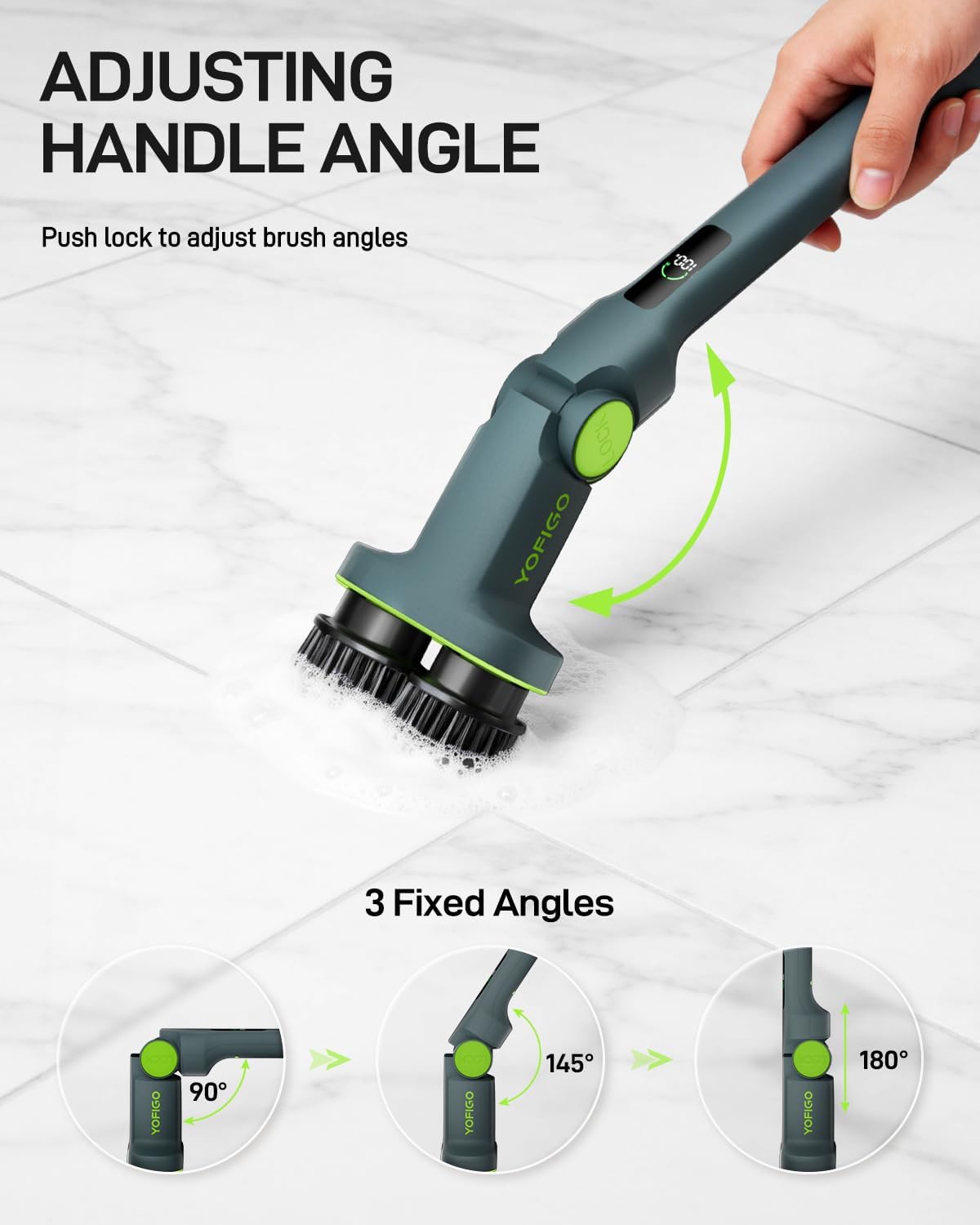 Electric Spin Scrubber Cordless Cleaning Brush | Adjustable Handle and Powerful Motor for Deep Cleaning Bathroom, Tile, Shower, Kitchen and Home Surfaces.