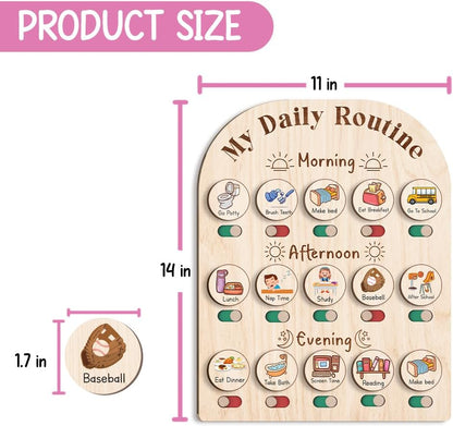 Daily Routine Chart for Kids, Visual Schedule, Routine Chart for Toddlers 3-5, Morning Bedtime Routine Chart for Toddlers, Wooden Chore Chart for Kids