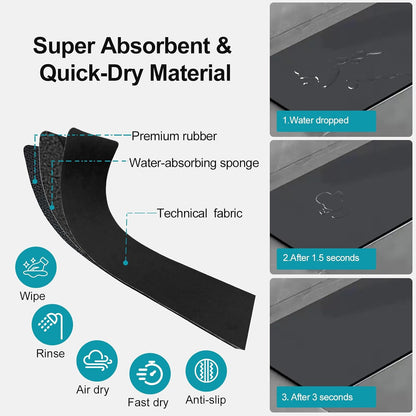 Customizable Kitchen Sink Faucet Mat: 30"Lx5.5"W Absorbent Splash Guard | Non-slip Fabric Rubber Mat, Cut to Fit Oval Rectangle Square Faucet & 2,3,4 Holes Irregular Sink with Soap Dispenser Air Gap