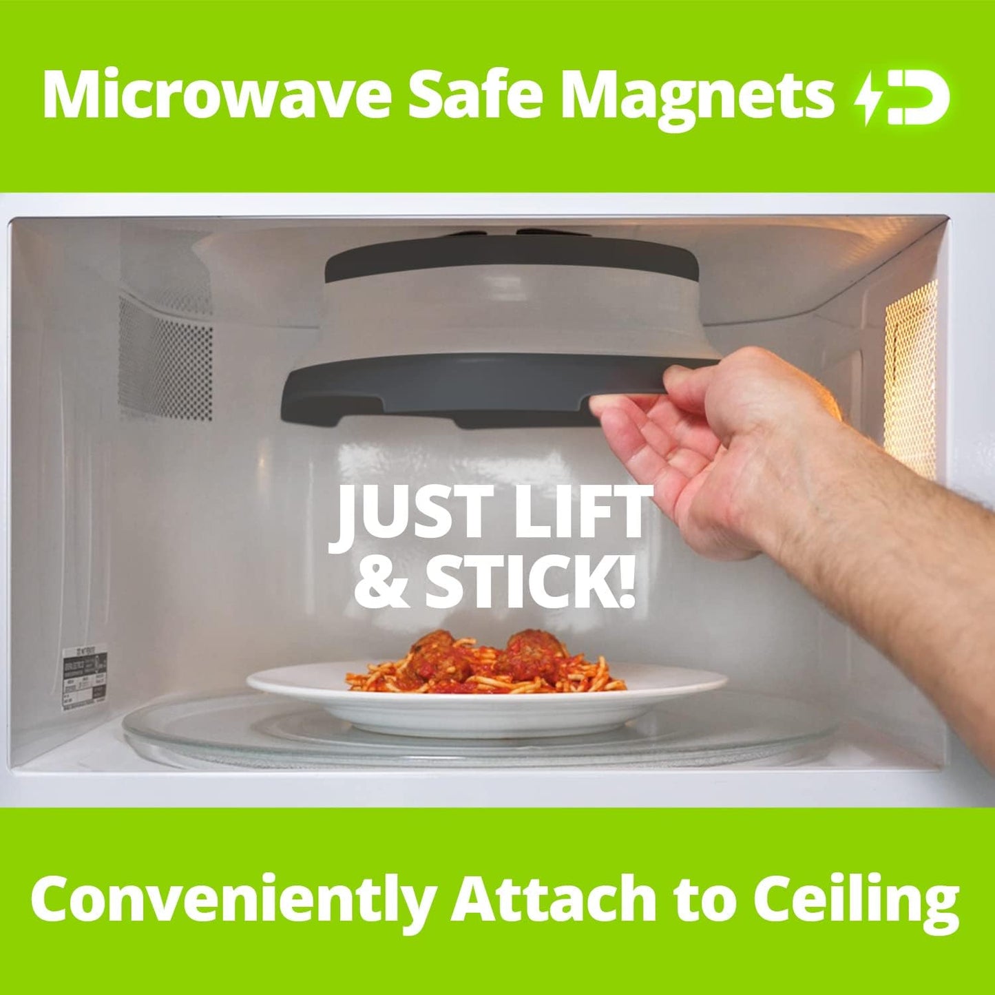 HOVER COVER Magnetic Microwave Splatter Cover - 10" Collapsible - Graphite | BPA-Free Lid, Vented Plate Guard with Steam Vents, Anti-Splash Microwave Lid, Dishwasher Safe, Space-Saving Magnetic Storage