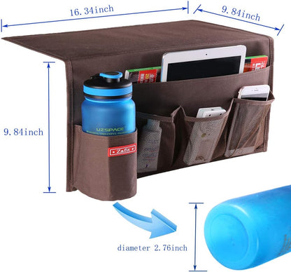 Zafit 5 Pockets Bedside Caddy, Bedside Storage Organizer for Water Bottles, Magazines, Phone, Glasses (5 Pockets-Grey)