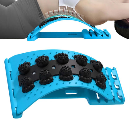 Back Stretcher - Lumbar Spine Relaxer, 4-Level Adjustable Relaxation Board | Yoga Back Stretcher | Scoliosis Massager Device with Black Massage Head for Muscle Alignment Cracking Lower Påin Ŕelief Ho