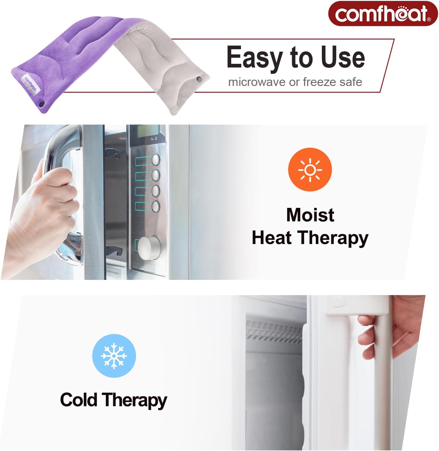 Neck Heating Pad Microwavable for Pain Relief, Moist Hot Compress | Microwave Neck Warmer Wrap FSA Eligible HSA for Sore Muscles Relief, Lavender Aroma, 25 x 5.7 Inches, Blue