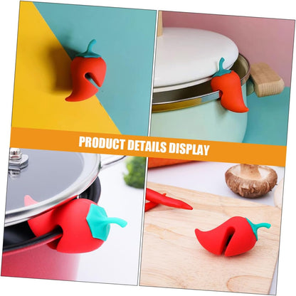 Cabilock 4pcs Silicone Spill Stopper Pot Lid Riser Clips Heat Resistant Lid Lifter for Cooking Pots Anti-Overflow Kitchen Gadget Suitable for Soup Chili and Steaming