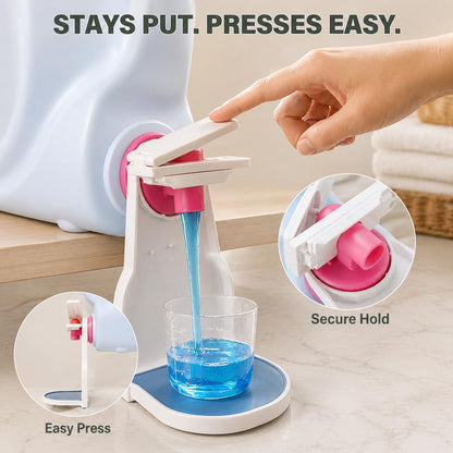 2-Pack Laundry Detergent Cup Holder & Fabric Softener Drip Catcher, Easy-Press Lever with Secure Spout Clamp, Removable Drip Tray & Non-Slip Pad, Helps Reduce Sticky Residue and Keep Washer Cleaner