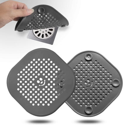 2 Pack Drain Hair Catcher Silicone Bathroom Accessories Shower Drain Protector Sink Drain Strainer Hair Stopper for Shower Kitchen Bathroom Tub Grey