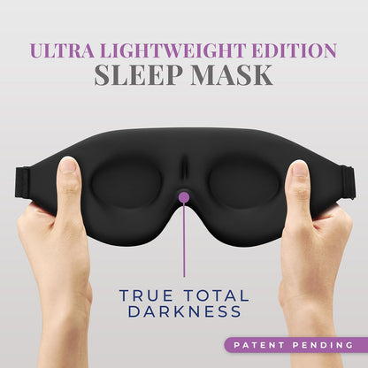 Sleep Mask [2 Pack] - Eye Mask for Sleeping - Ultra Lightweight for Side Sleepers, Contoured, 100% Blackout Sleeping Masks for Women and Men, Blindfold and Eye Covers - S1 Black