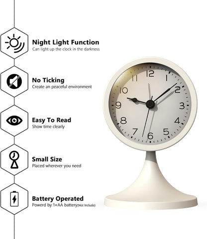 AYRELY® 3" Analog Alarm Clock, Retro Small Clock, Desk Clock for Bathroom