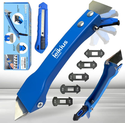 3 in 1 Silicone Caulking Tool, High Quailty Grout Removal Tool and Sealant Finishing Scraper with Stainless Steelhead, Caulk Remover Tool Kit for Window, Kitchen, Floor, and Sink Joint