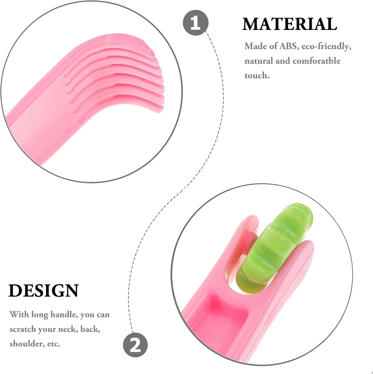 Healifty 2 Pack Portable Back Scratcher Long Handle Hand Shaped Itch Rake Massager for Neck Shoulder and Back Relief Home Use Gift for Family