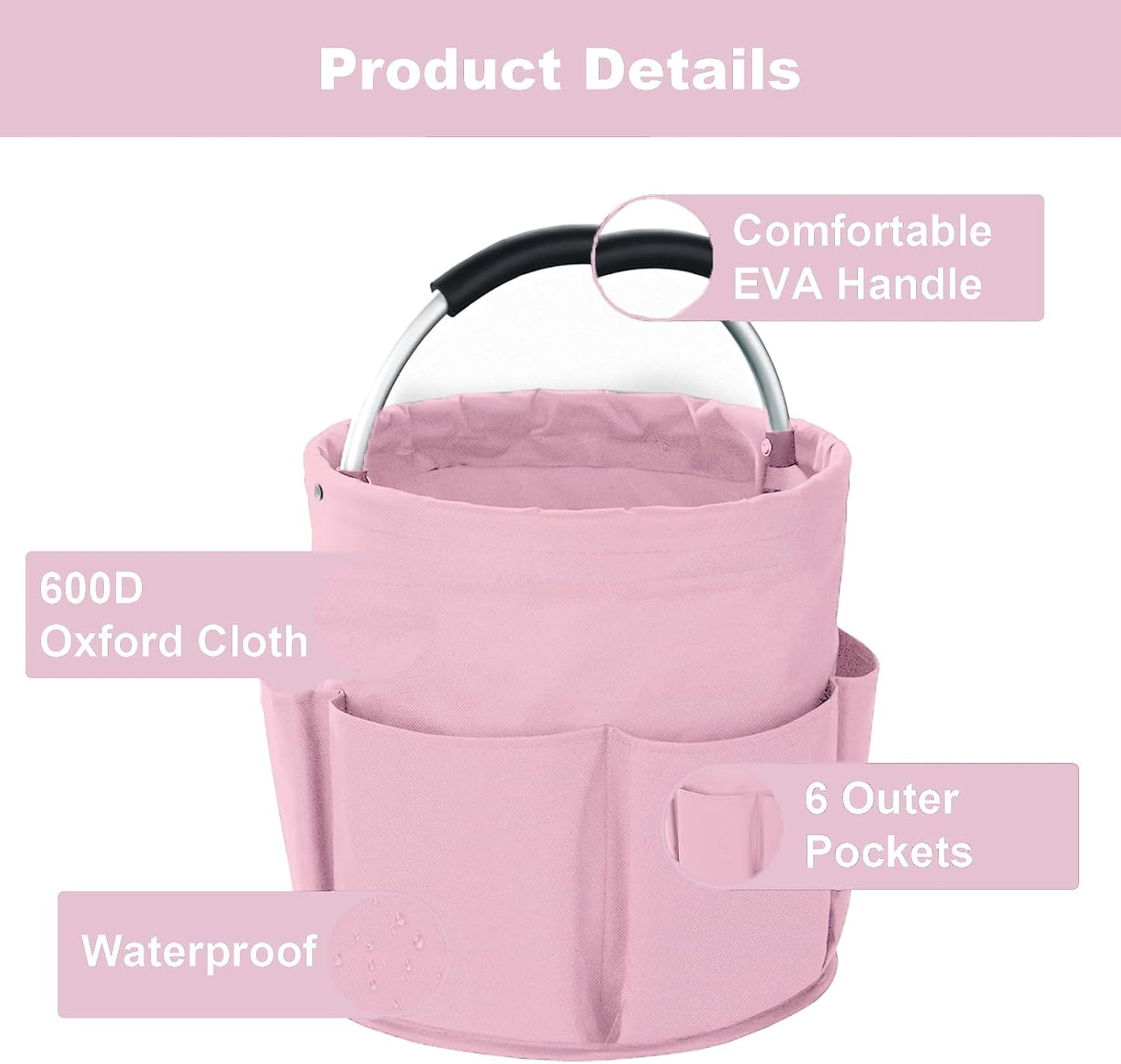 Cleaning Caddy with Handle, Cleaning Products Organiser, 17L Foldable Storage Basket, Cleaning Caddy Organiser, Portable Multi Cleaning Bucket Bag for Home, Garden (Black)