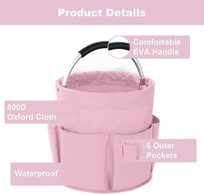 Cleaning Caddy with Handle, Cleaning Products Organiser, 17L Foldable Storage Basket, Cleaning Caddy Organiser, Portable Multi Cleaning Bucket Bag for Home, Garden (Black)