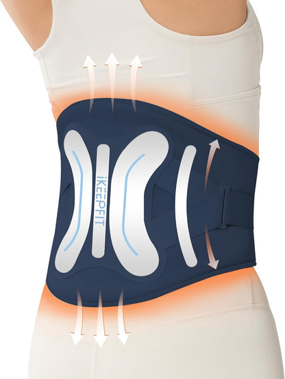 IKEEPFIT Portable Heating Pad for Back, Cordless Wearable Heat Belt with Massager for Lower Back Pain Relief, Battery Powered 8000 mAh Rechargeable, MAXwarm® 3.0, Gift for Women Men 90-310 lbs