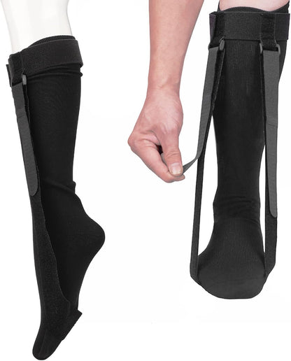 Brrnoo Plantar Fasciitis Night Splint Sock Stretch Sock, Adjustable Straps Night Splint Relief,Calf Stretcher Sleep, Foot Brace for Plantar Fasciitis Achilles Tendinitis Foot Drop (S)
