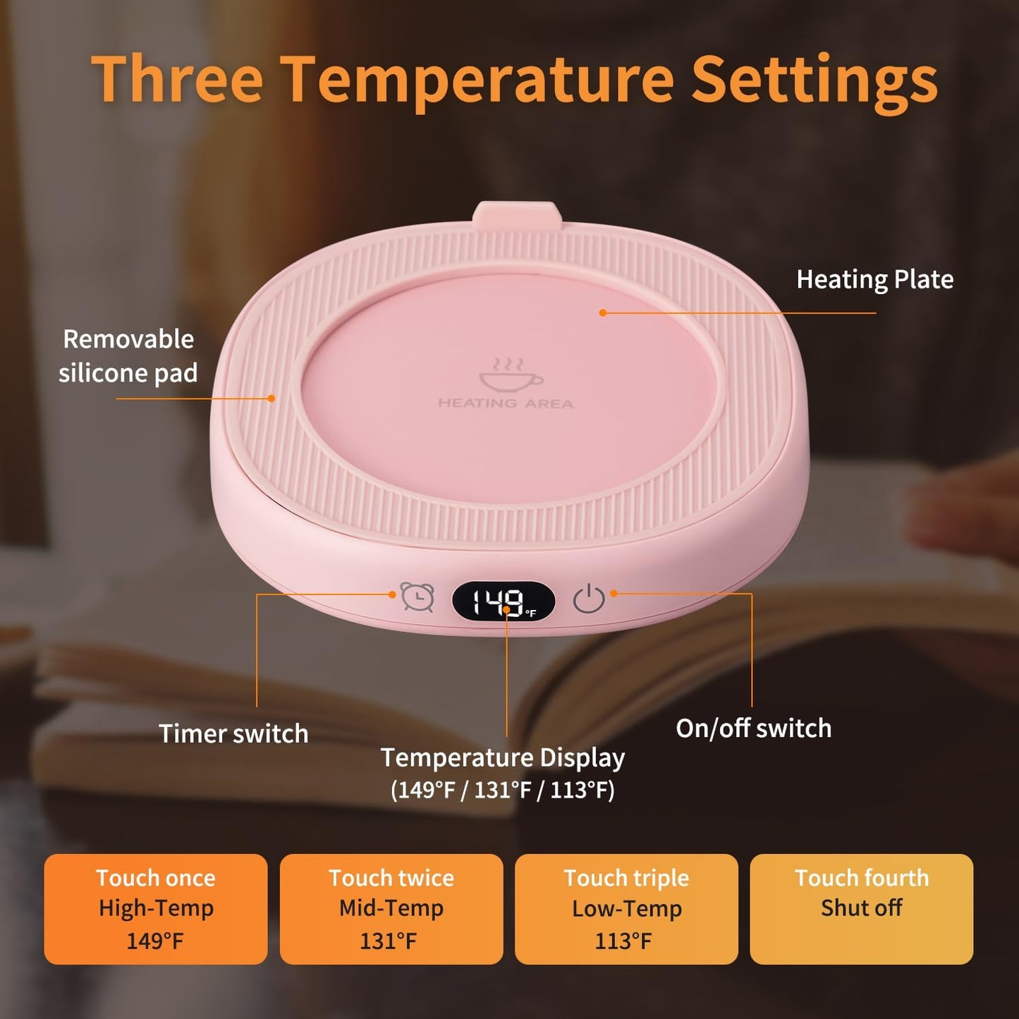Coffee Mug Warmer & You are Awesome Mug Set, Electric Cup Warmer for Desk | Beverage Warmer Plate for Coffee, Tea, 4 Temperature Setting, 8-Hours Auto Shut Off, 14oz Mug with Spoon & Lid Included