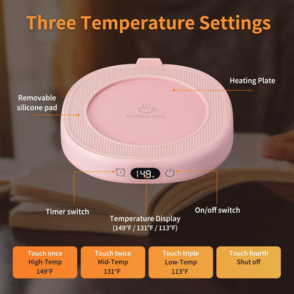 Coffee Mug Warmer & You are Awesome Mug Set, Electric Cup Warmer for Desk | Beverage Warmer Plate for Coffee, Tea, 4 Temperature Setting, 8-Hours Auto Shut Off, 14oz Mug with Spoon & Lid Included