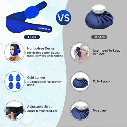 Wisdom Teeth Ice Pack Head Wrap Jaw Face Ice Pack with 4 Gel Packs