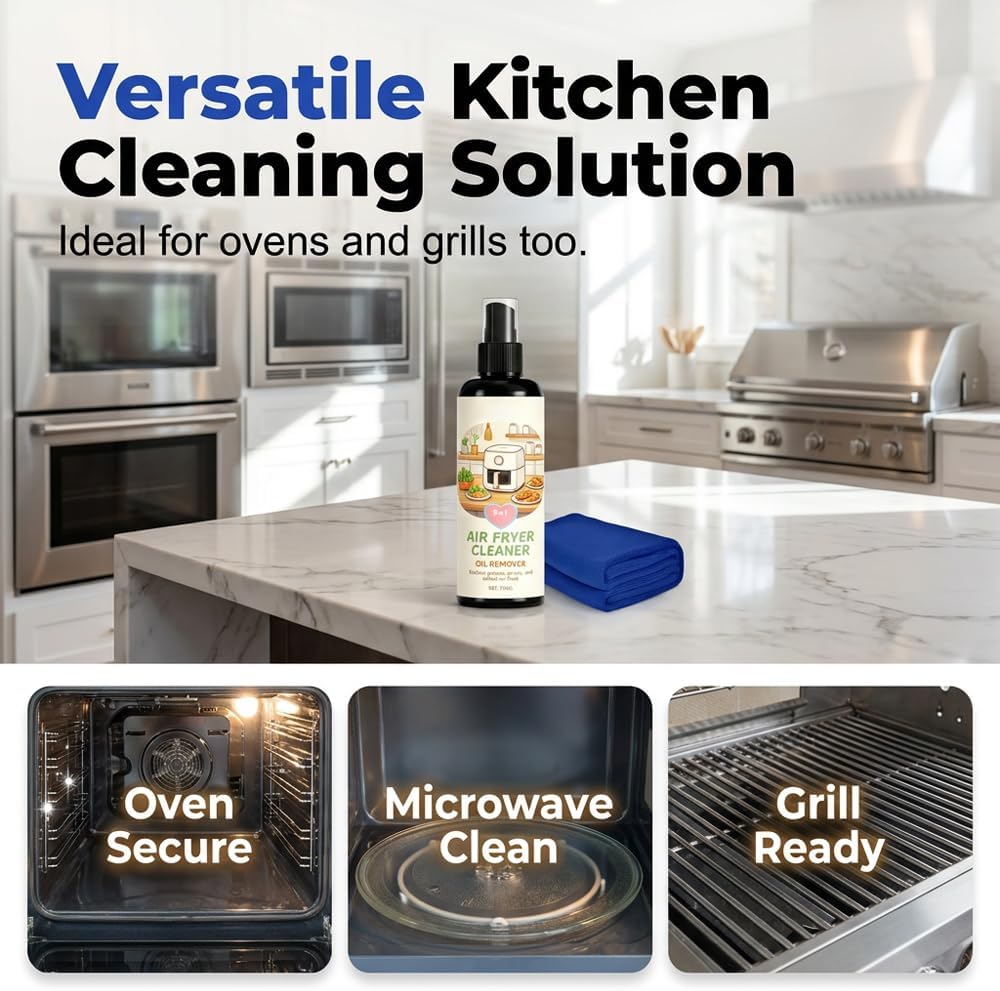 HISKI 2-in-1 Air Fryer Cleaner and Degreaser Spray, Grease Air Fryer Cleaner Spray, Powerful Kitchen Degreaser Foam Spray (1PC, 110ML)