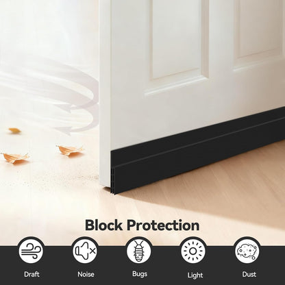 Ohuhu Door Draft Stopper, 1" Wide Adhesive Weather Stripping Seal, 39" | self-adhesive silicone, for interior exterior doors, 3-layer soundproof, save energy, blocks drafts, noise, light, dust, bugs