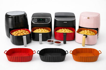 Silicone Air Fryer Liners 3-Pack 6x6" for 2.5-4 Qt Air Fryers | Reusable, Non-Stick, BPA-Free, Heat-Resistant, Fits Mainstays, Chefman TurboFry, Gourmia & Crispy Baskets