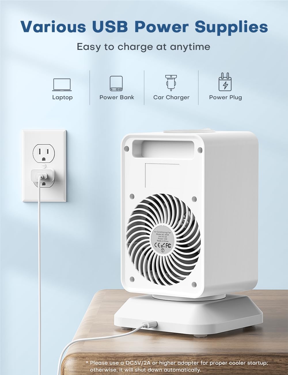 Portable Air Conditioners 4 Modes&3 Speeds,4 Ice Packs, Waterless Alert System, 12H Timer, Remote,1 Gal Detachable Water Tank, 70°Oscillation Windowless Evaporative Air Cooler for Room Office