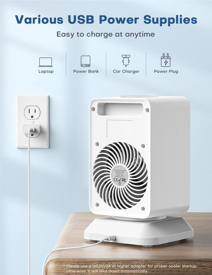 Portable Air Conditioners 4 Modes&3 Speeds,4 Ice Packs, Waterless Alert System, 12H Timer, Remote,1 Gal Detachable Water Tank, 70°Oscillation Windowless Evaporative Air Cooler for Room Office