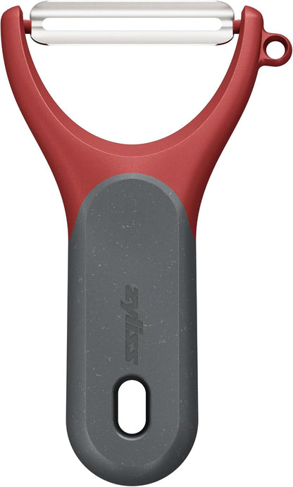 Zyliss Swivel Peeler – Ultra-Sharp Stainless Steel Blade for Potatoes, Carrots & Soft Fruits – Ergonomic Wheatstraw Grip – Built-in Eye Cutter & Safety Cover – Dishwasher Safe – Vegetable Peeler