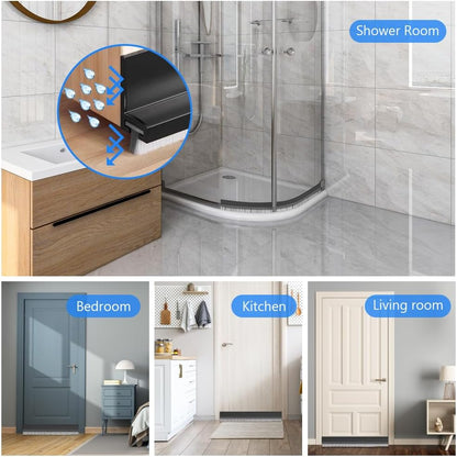 Ainiv Door Draft Stopper Under Door Seal, 2" W x 39" Cutable Soundproof Door Seal, Adhesive Under Door Sweep Weather Stripping Soundproof Kit, Under Door Draft Stopper Seals Anti-Collision-Black