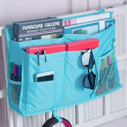 Createy Bedside Caddy Hanging Organizer Storage Bag Pocket for Bunk and Hospital Beds, College Dorm Rooms, Baby Bed Rails, Camp - 4 Pockets and 2 Hooks