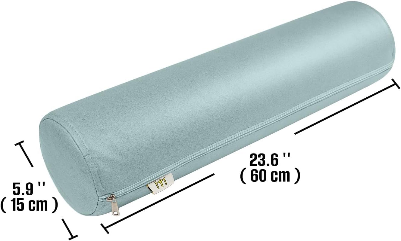 2 Pack Neck Roll Pillow, High-Density Foam Cylinder Bolster Pillow for Neck, Back & Lumbar Support, Ergonomic Round Pillow for Side Sleepers, Sleeping, Removable Washable Cover (7.9''x23.6'' Orange)