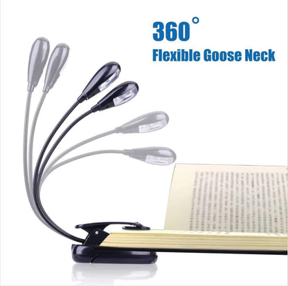 Music Stand Light, 1/2/4/ Clip on LED Book Lights, USB and AAA Battery Operated, Reading Lamp in Bed, 4 Brightness Levels, Ideal for Musician, Piano Player, Sheet Music, Travel (Dual Arm)