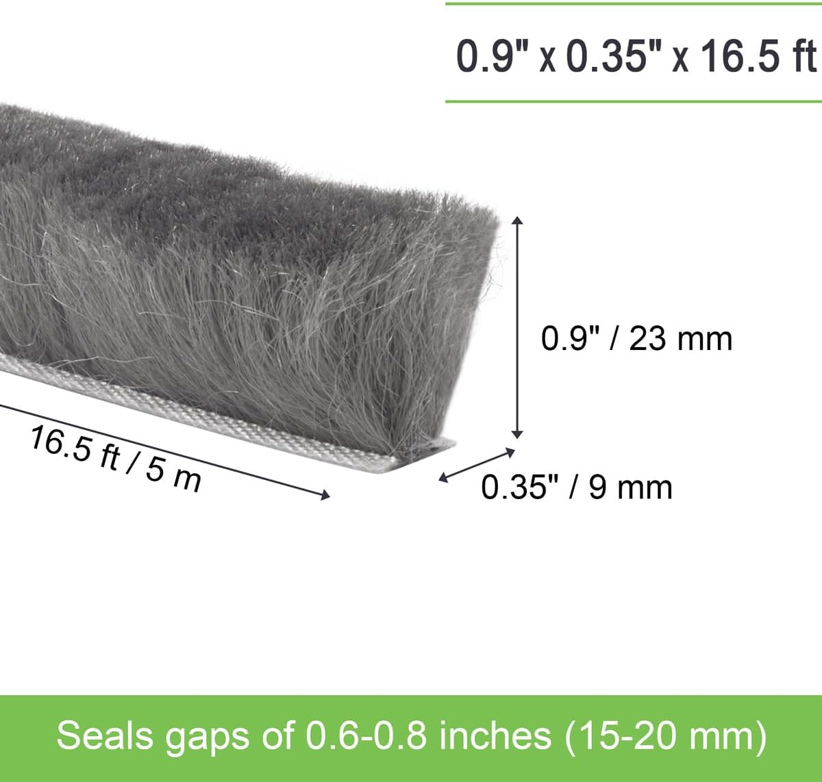 Self-Adhesive Weather Stripping Seal for Doors & Windows – Soundproof Insulation Gap Filler for Sliding, Exterior, Front, and Jamb Frames – 0.2" x 0.35" x 16.5 ft, Gray