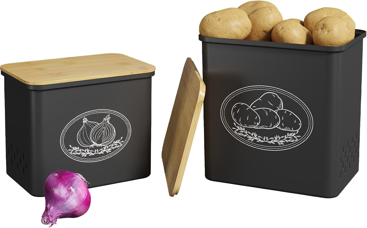 Lifewit Plastic Potato and Onion Storage Bin Box, Set of 3, White