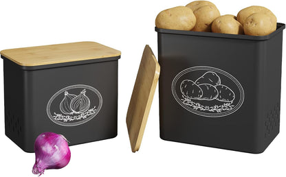 Lifewit Plastic Potato and Onion Storage Bin Box, Set of 3, White