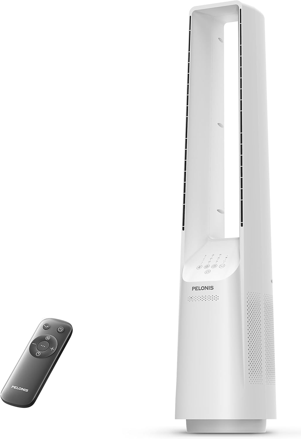 PELONIS 40" 90° Oscillation Bladeless Fan for Bedroom with Remote, White | Bladeless Cooling Tower Fan with 6 Speeds, 4 Modes, 26 ft/s, Brushless DC Motor, Quiet 22dB, 7-Hr Timer for Home, Office Use