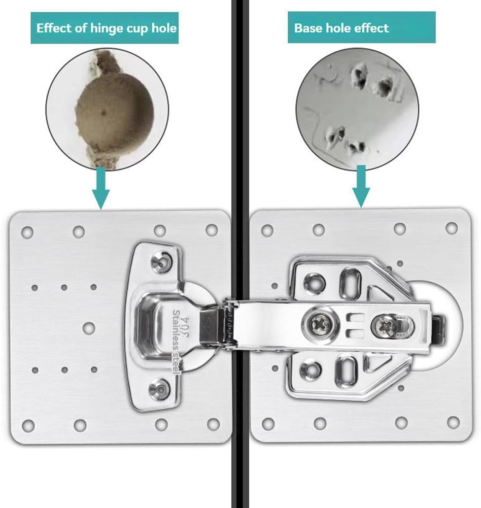 Hinge Repair Plate,10PCS Cabinet Hinge Repair Plate with Customized Screws,Stainless Steel Kitchen Cupboard Door Hinge Repair Brackets with Holes for Kitchen Cupboards Door