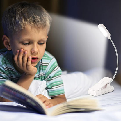 VAVOFO Rechargeable Book Light for Reading in Bed Kids, 7 LED Reading Light with 9-Level Warm Cool White Daylight, Eye Care Lamp with Power Indicator for Bookworms (Yellow)