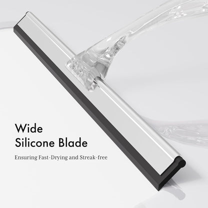 AmazerBath Squeegee for Shower Glass Door, 10 Inches, Clear | All-Purpose squeegee with Suction Hook & Adhesive Hook, Silicone Blade, for Shower Doors, Windows, Tiles and Car Glass
