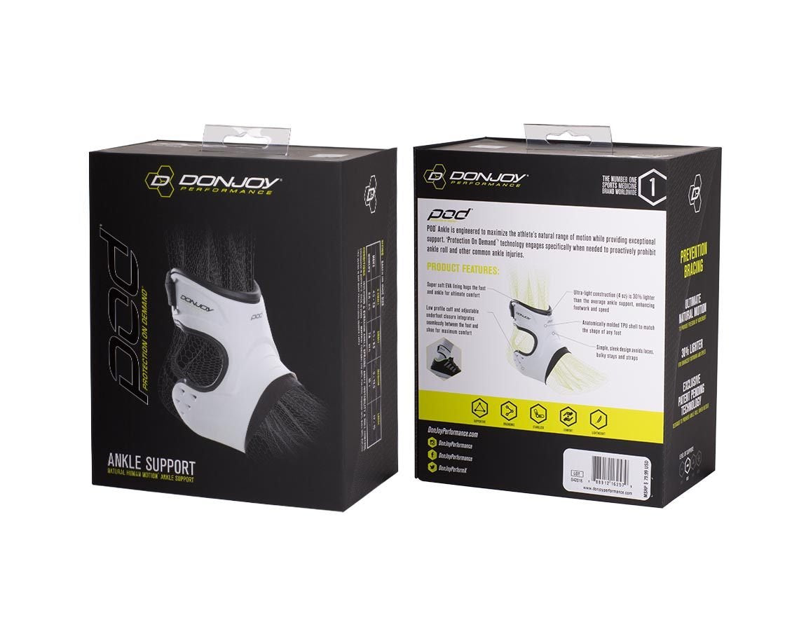 DonJoy Performance Pod Ankle Brace DP151AB05, Small Left (White) | Pod Protection-on-Demand, Low-Profile Molded Tpu Shell, 4 Oz Lightweight, Adjustable Underfoot Strap, Small Left White