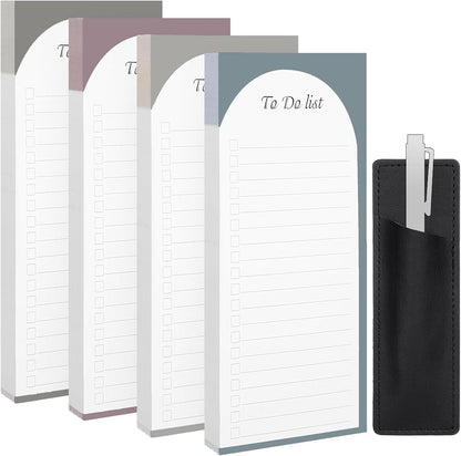 Thboxes 4 Pack Magnetic Note Pad for Fridge with Pen Holder, Totally 200 Sheets Grocery List Magnet Pad for Refrigerator Magnetic Shopping List Pad（Fruit Design） | Full-Back Magnet, 80Gsm FSC-certified Paper, School Office Home Supplies Grocery List