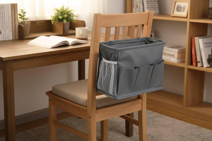 Bedside Caddy Storage 6 Pockets Water Bottle Holder Hanging Grey