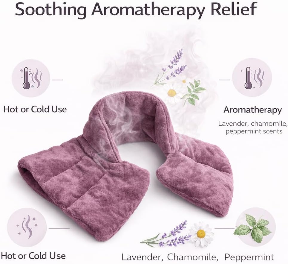 Herbal Concepts Neck Heating Pad & Shoulder Wrap | Microwave Heating Pad with 12 Herbs Aromatherapy| Cordless Heating pad, Blue