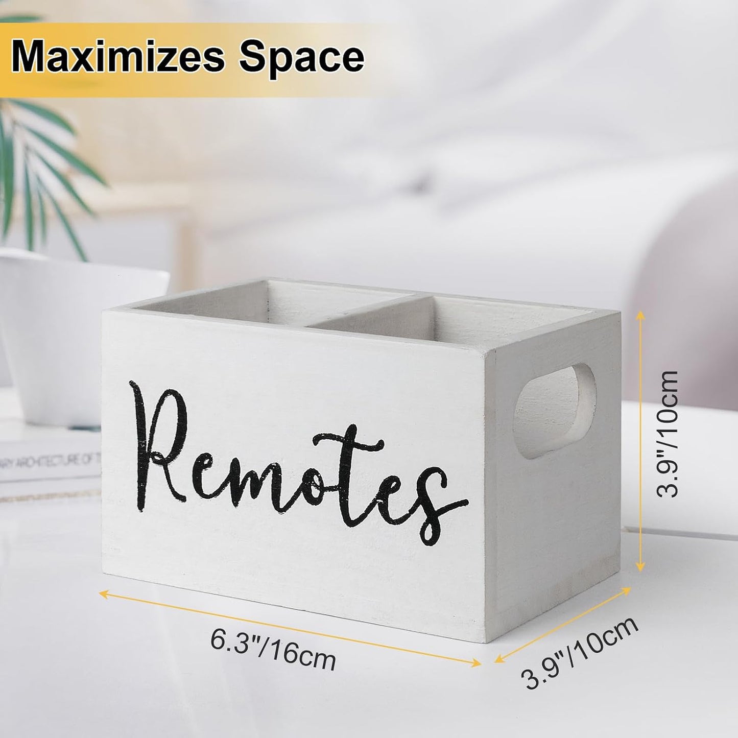360° Rotating Remote Control Holder, Wooden TV Remote Holder for Table, Desk Organizer Caddy Media Storage Box for Living Room,Nightstand,Couch (Black)