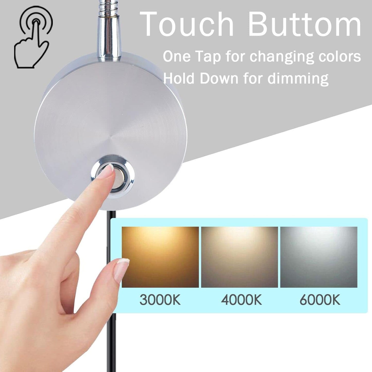Adust Bedside Reading Light, Bedroom Reading Lamp, 3W LED Touch Dimmable Brightness Minimalist Wall Headboard Reading Lamp, Adjustable Colour Temperature, 3000k, 4000k, 6000k (Gold (2-Pack))