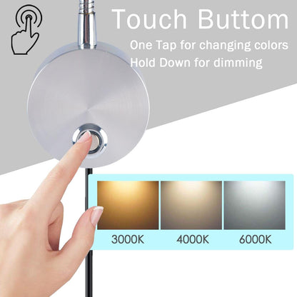 Adust Bedside Reading Light, Bedroom Reading Lamp, 3W LED Touch Dimmable Brightness Minimalist Wall Headboard Reading Lamp, Adjustable Colour Temperature, 3000k, 4000k, 6000k (Gold (2-Pack))