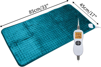Ambershine 19''x24'' Weighted Neck & Shoulder Heating Pad, 2.5lbs with 12 Temperature Settings& 4 Auto-Off Timers, Pain Relief for Neck/Shoulder/Back(Gray&Blue)